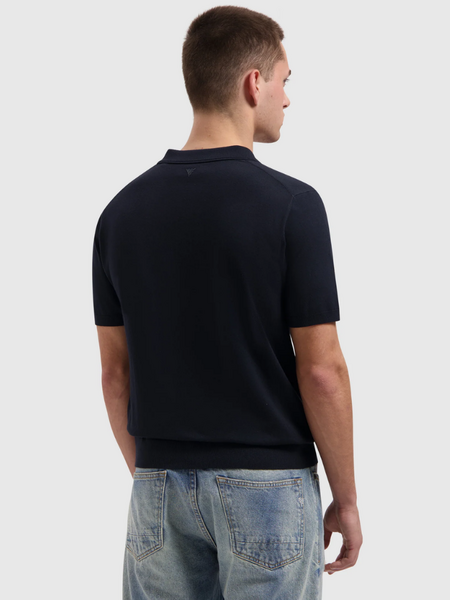 Pure Path Pure Path Zip Knitted Polo - Dark Navy