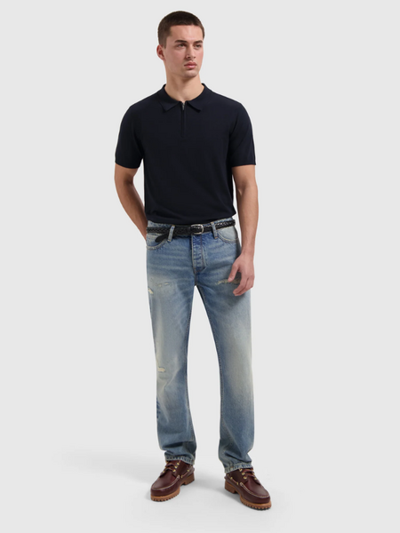 Pure Path Pure Path Zip Knitted Polo - Dark Navy