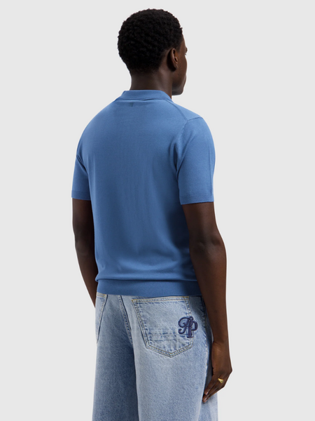 Pure Path Pure Path Zip Knitted Polo - Faded Cobalt