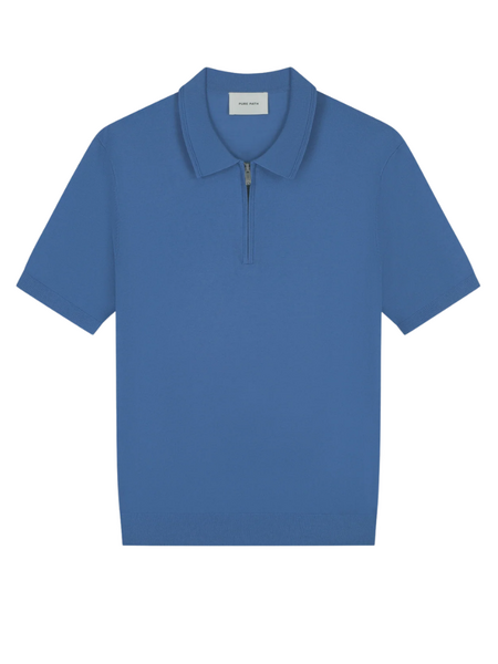 Pure Path Pure Path Zip Knitted Polo - Faded Cobalt