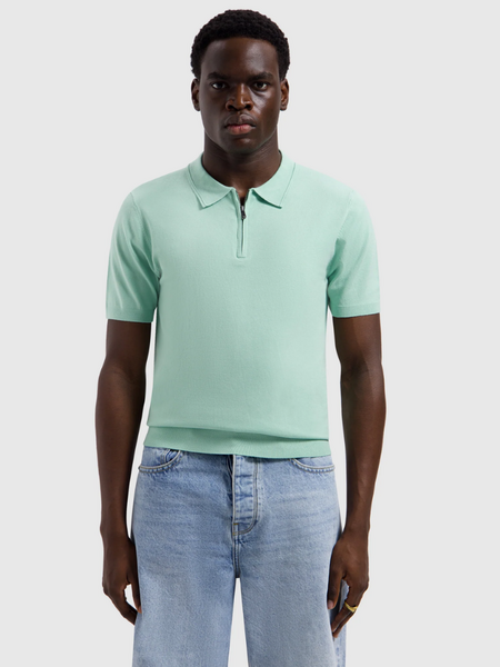 Pure Path Zip Knitted Polo - Mint