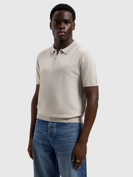 Pure Path Zip Knitted Polo - Sand