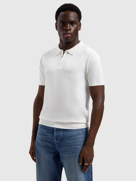 Pure Path Zip Knitted Polo - off white