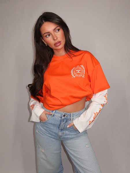 JorCustom Women DutchNation Double Layered Longsleev - Orange/White