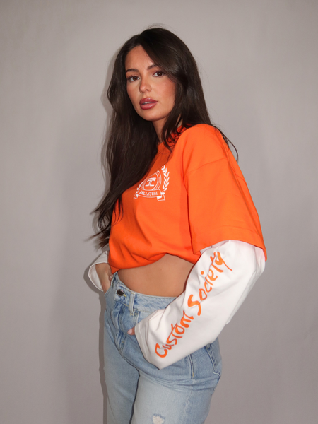 JorCustom JorCustom Women DutchNation Double Layered Longsleev - Orange/White
