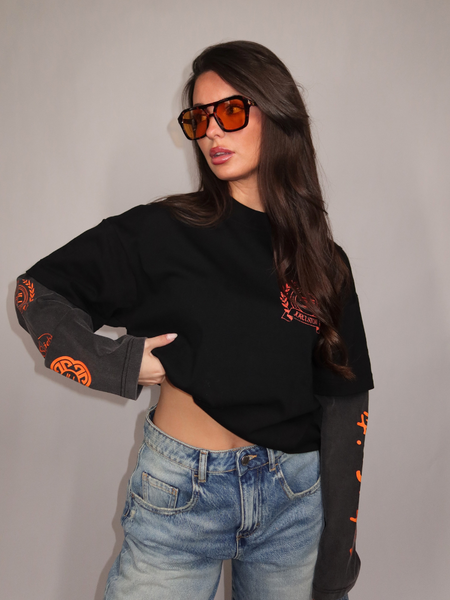 JorCustom Women DutchNation Double Layered Longsleev - Black-Acid