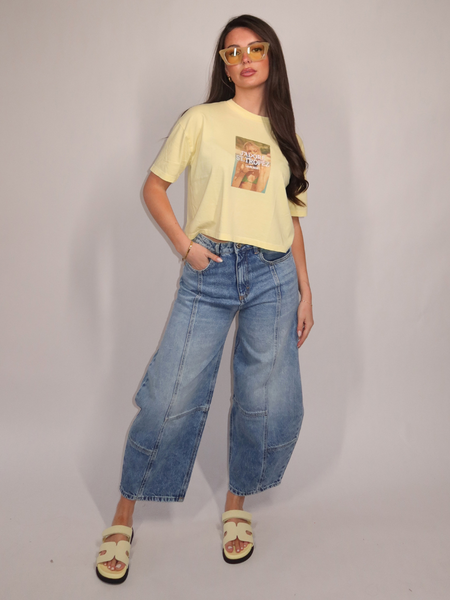 Elite Elite T-Shirt Crop Wash Digital  Embroidery - Sunny