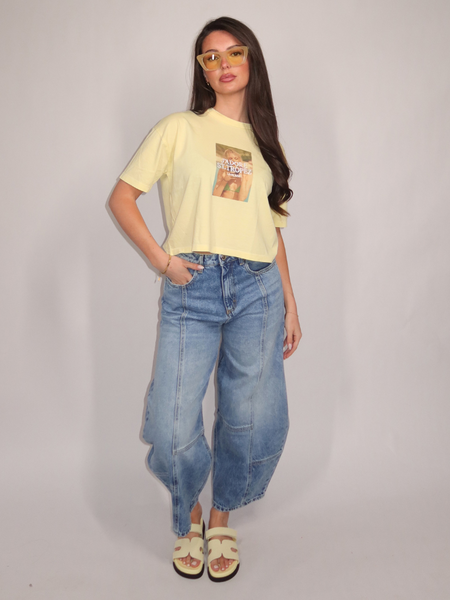 Elite Elite T-Shirt Crop Wash Digital  Embroidery - Sunny