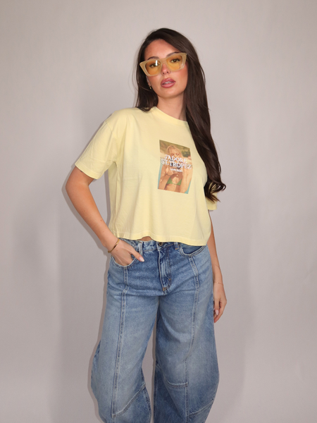 Elite Elite T-Shirt Crop Wash Digital  Embroidery - Sunny