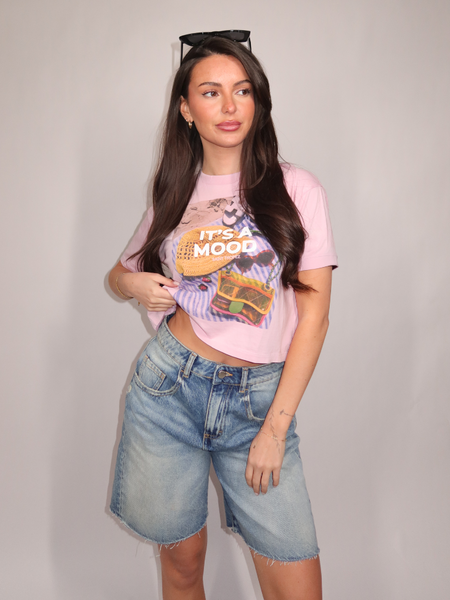 Elite Elite T-Shirt Crop Wash Digital - Roze