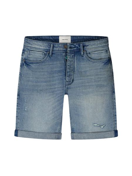 Pure Path Pure Path The Miles Slim Fit Short - Denim Mid Blue