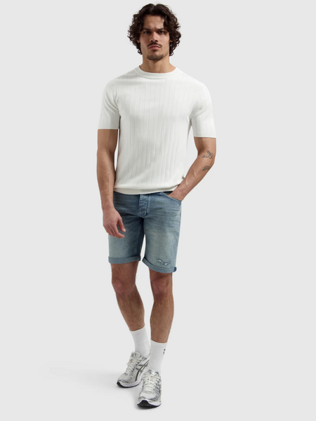 Pure Path Pure Path The Miles Slim Fit Short - Denim Mid Blue