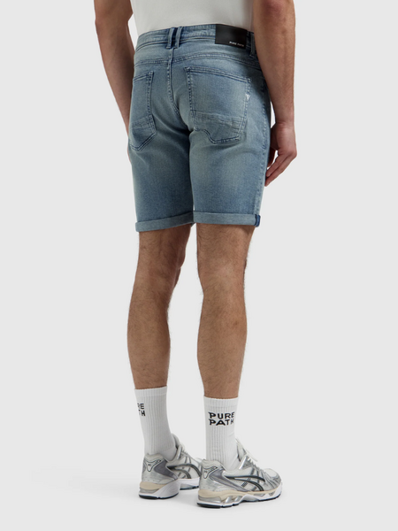 Pure Path Pure Path The Miles Slim Fit Short - Denim Mid Blue