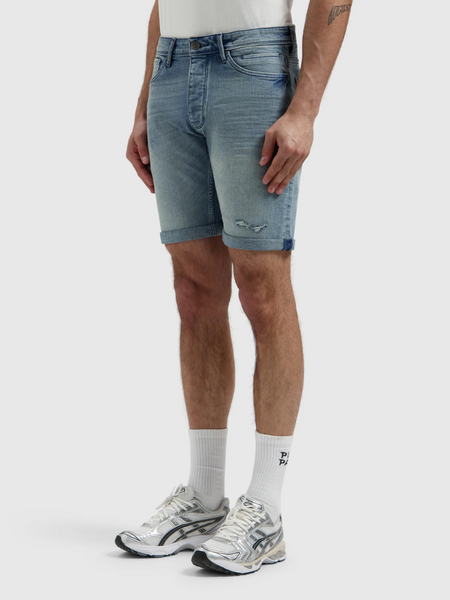 Pure Path Pure Path The Miles Slim Fit Short - Denim Mid Blue