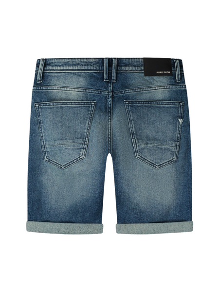 Pure Path Pure Path The Steve Skinny Fit Short - Denim Blue Green