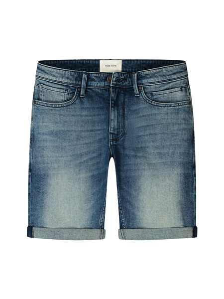 Pure Path Pure Path The Steve Skinny Fit Short - Denim Blue Green