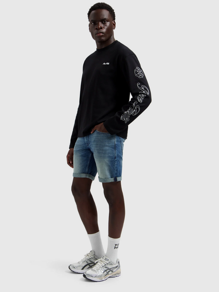 Pure Path Pure Path The Steve Skinny Fit Short - Denim Blue Green