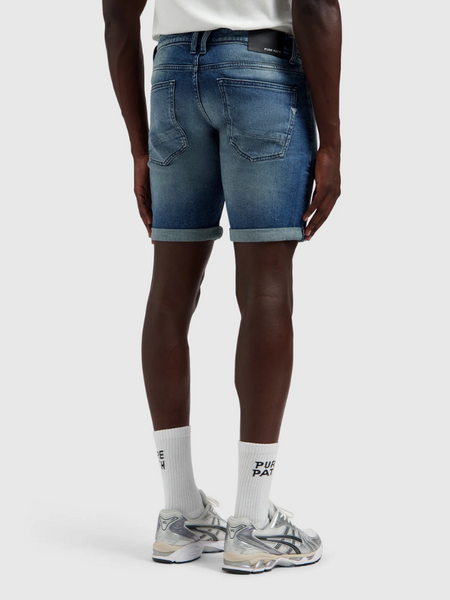 Pure Path Pure Path The Steve Skinny Fit Short - Denim Blue Green