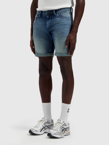 Pure Path The Steve Skinny Fit Short - Denim Blue Green