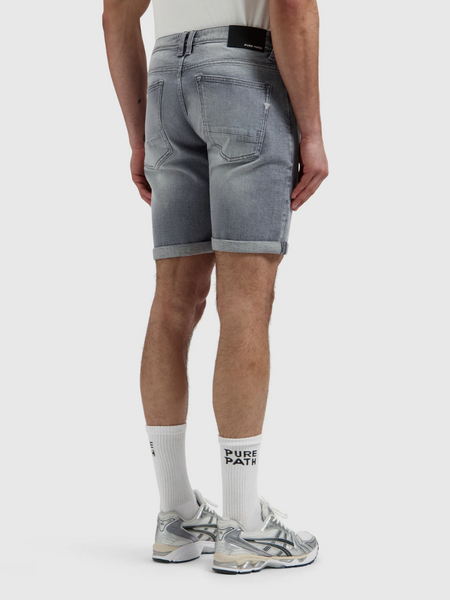 Pure Path Pure Path The Miles Slim Fit Short - Denim Light Grey