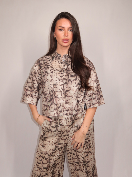 Pinko Pescara Camicia Popeline Stamp - Beige/Black Pinko Pinko Pescara Camicia Popeline Stamp - Beige/Black