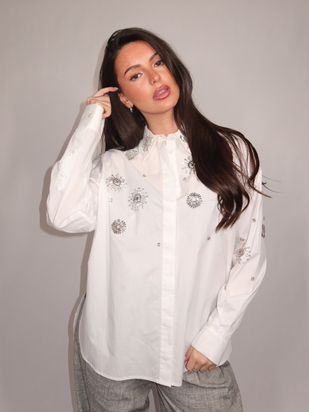 Pinko Pinko Carley Camicia Popeline Ricamo - Radiant/White