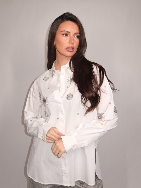 Pinko Pinko Carley Camicia Popeline Ricamo - Radiant/White