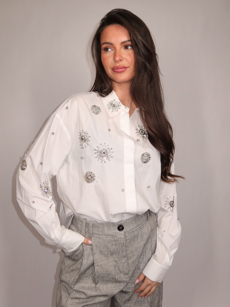 Pinko Pinko Carley Camicia Popeline Ricamo - Radiant/White