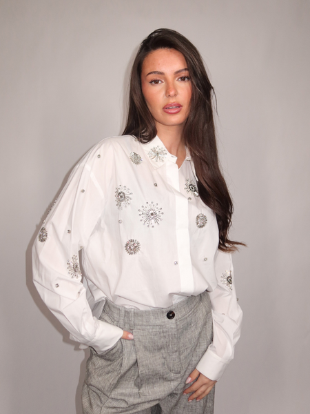 Pinko Pinko Carley Camicia Popeline Ricamo - Radiant/White