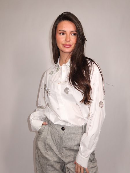 Pinko Pinko Carley Camicia Popeline Ricamo - Radiant/White