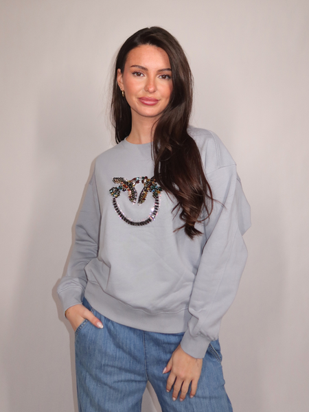 Pinko Nelly Maglia Felpa Ricamo Logo - Azzurro Arona