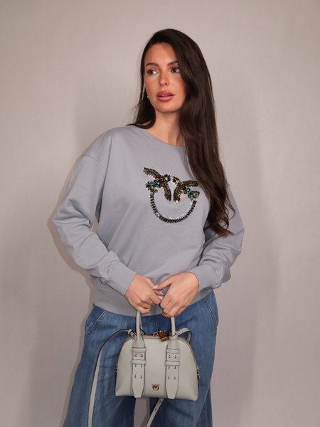 Pinko Pinko Nelly Maglia Felpa Ricamo Logo - Azzurro Arona