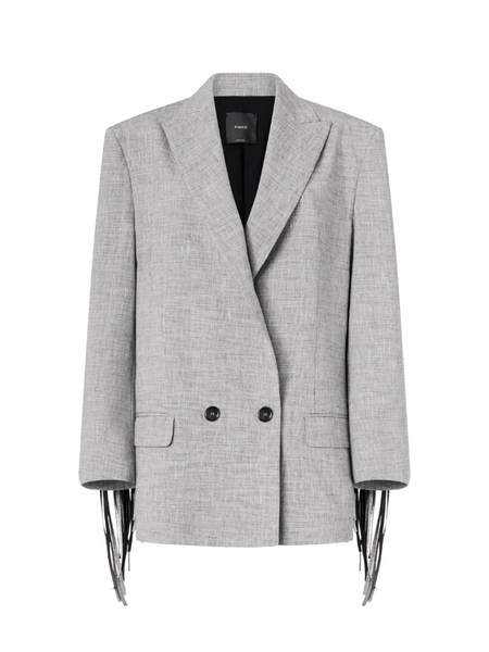 Pinko Pinko Alme Giacca Fiammato Lino Coto - Black White