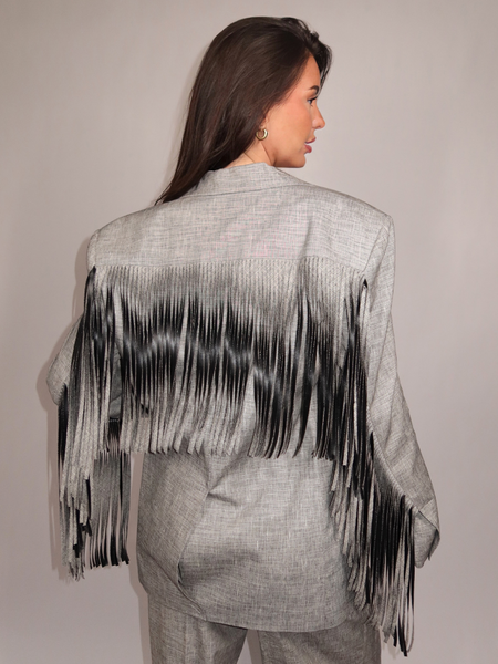 Pinko Pinko Alme Giacca Fiammato Lino Coto - Black White