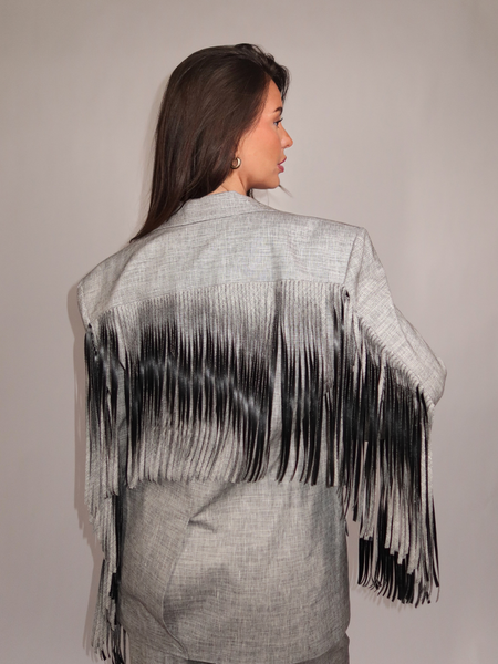 Pinko Pinko Alme Giacca Fiammato Lino Coto - Black White