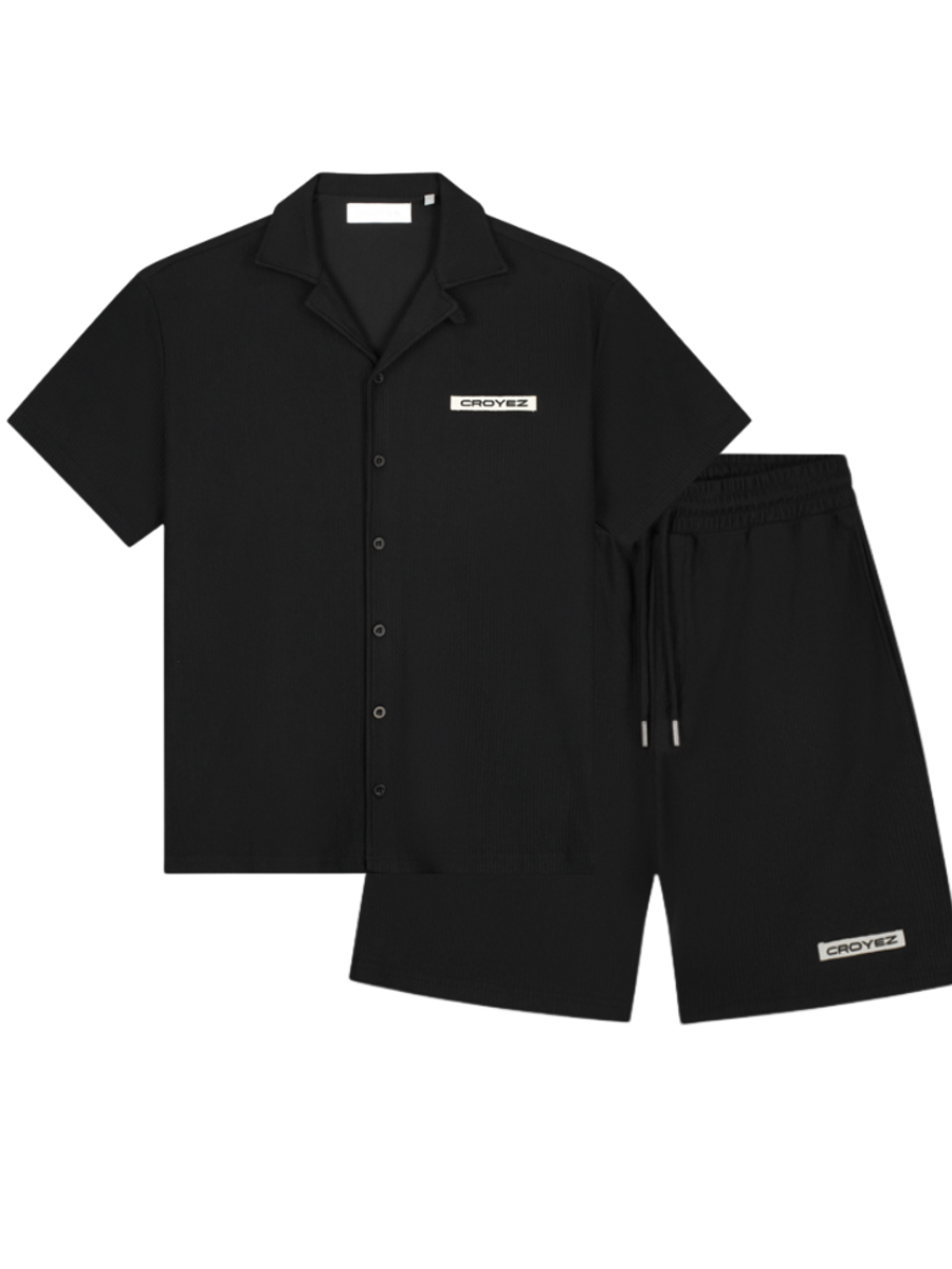 Croyez Croyez Plisse Combi-Set -Black