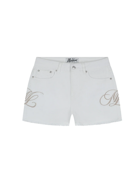 Malelions Malelions Women Emblem Denim Shorts - White