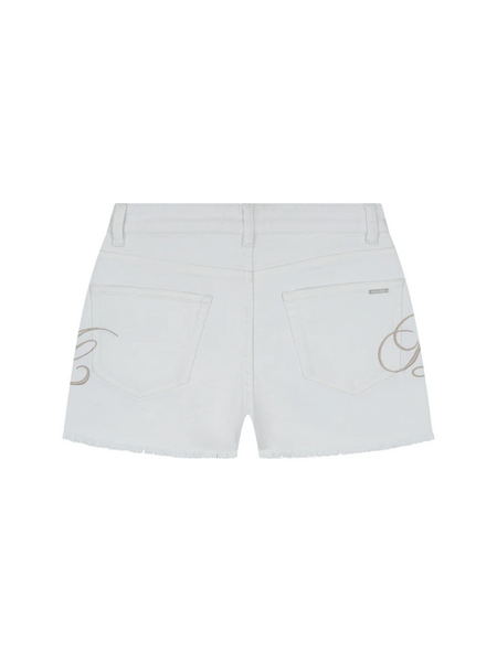 Malelions Malelions Women Emblem Denim Shorts - White