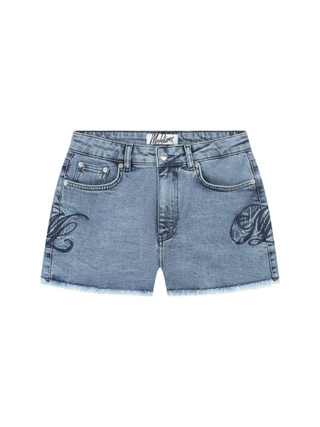 Malelions Malelions Women Emblem Denim Shorts - Light Blue