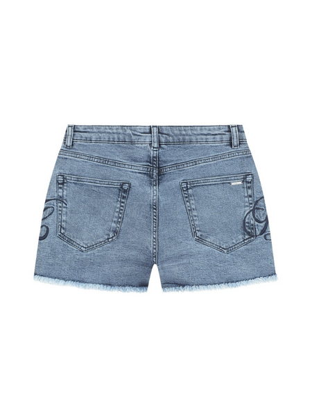 Malelions Malelions Women Emblem Denim Shorts - Light Blue