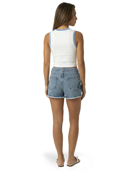 Malelions Malelions Women Emblem Denim Shorts - Light Blue