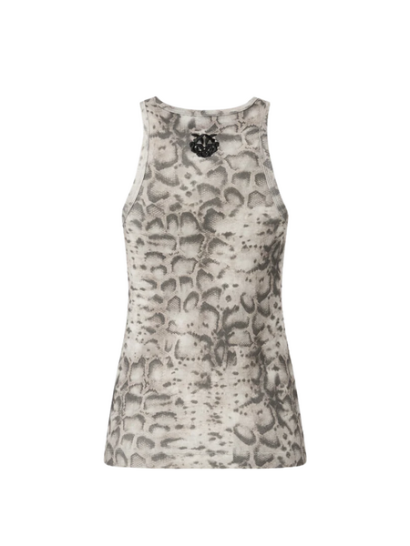 Pinko Pinko Belfiore Canotta Costina Stamp - Beige/ Black