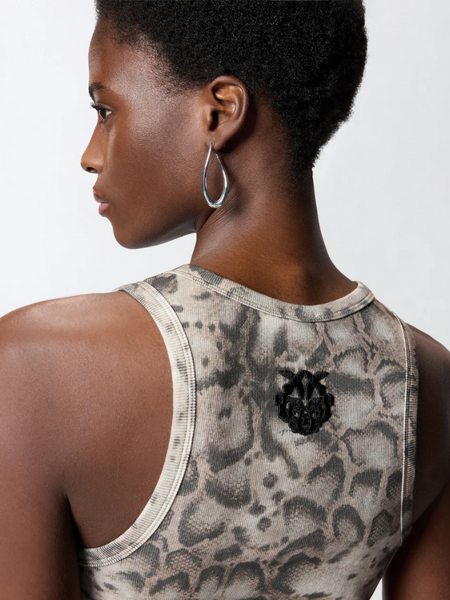 Pinko Pinko Belfiore Canotta Costina Stamp - Beige/ Black