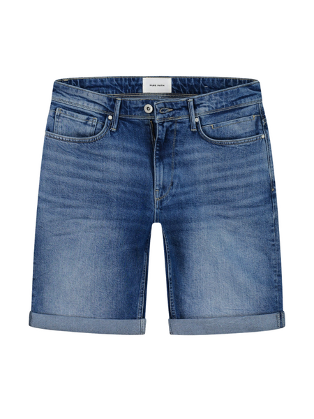 Pure Path Pure Path The Miles Slim Fit Short - Denim Mid Blue