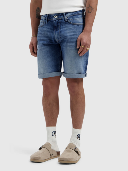 Pure Path Pure Path The Miles Slim Fit Short - Denim Mid Blue