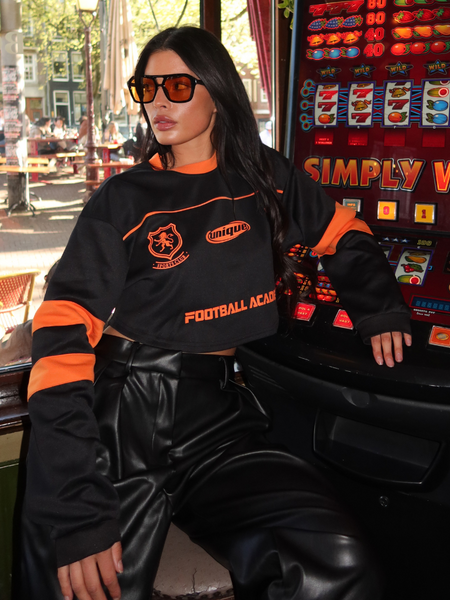 Unique The Label Unique The Label Maxim Cropped Longsleeve - Black/Orange