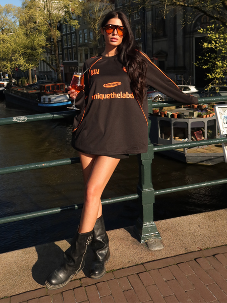 Unique The Label Unique The Label Ama Longsleeve - Orange/Black