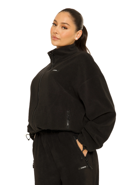 La Sisters La Sisters Fleece Zip Up Jacket - Black