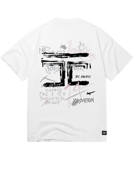 JorCustom JorCustom Artist Summer Loose Fit T-Shirt - White-AshPink