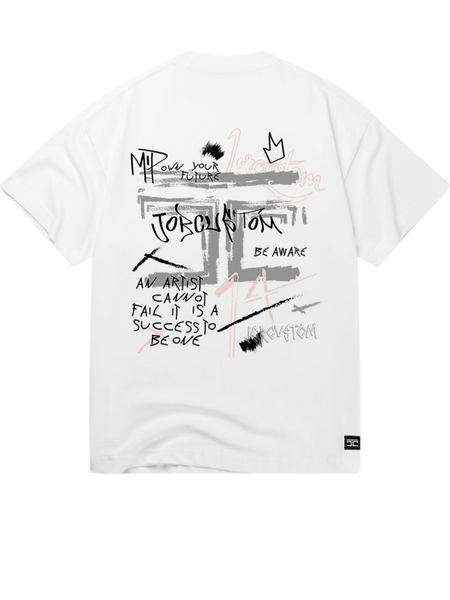 JorCustom JorCustom Artist Summer Loose Fit T-Shirt - White-GreyMelange